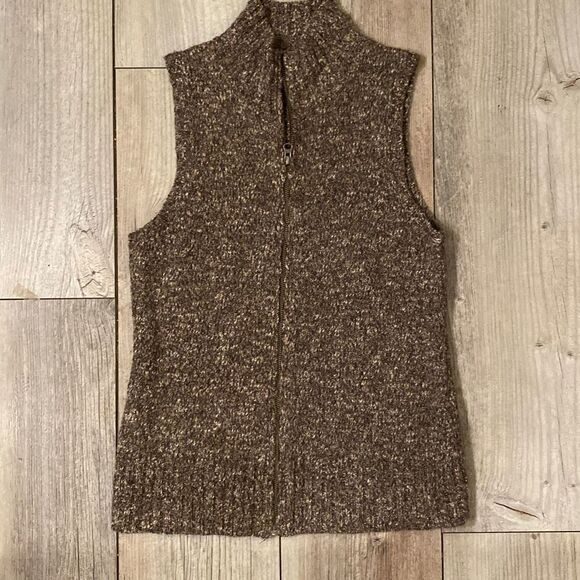 J.Jill Wool/Acrylic/Alpaca Blend Brown Sleeveless Full Front Zip Layering Vest S - Picture 1 of 6